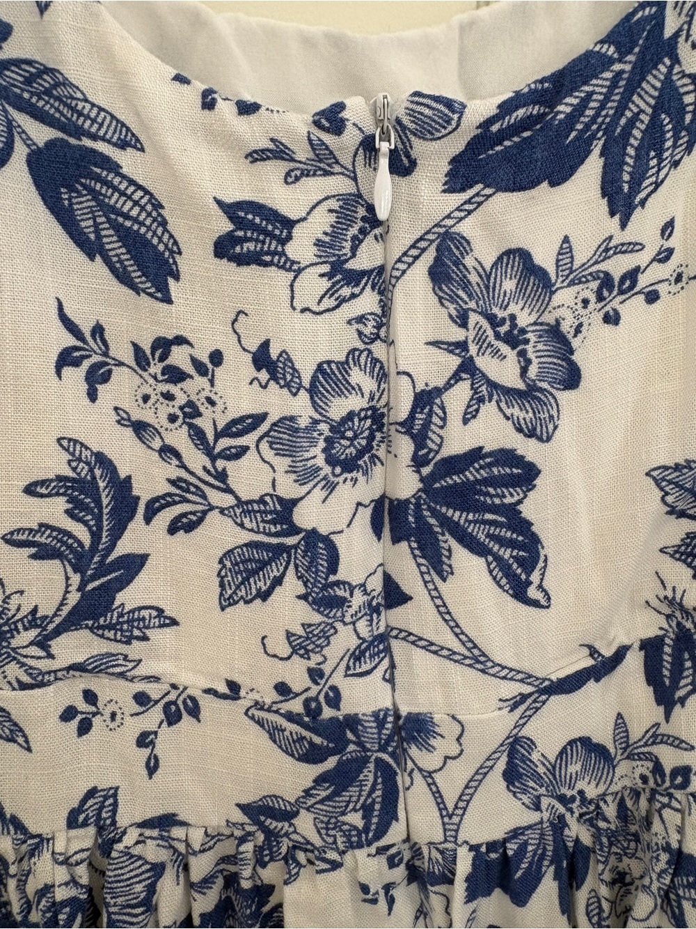 Kiel James Patrick Seaside Bloom Dress Blue White Floral Linen Preppy Coastal 4 - Picture 8 of 10
